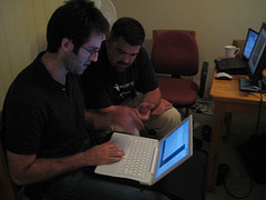 Matt and I working on migrating an app to Rails 2.