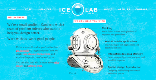 Screenshot of the new Icelab site